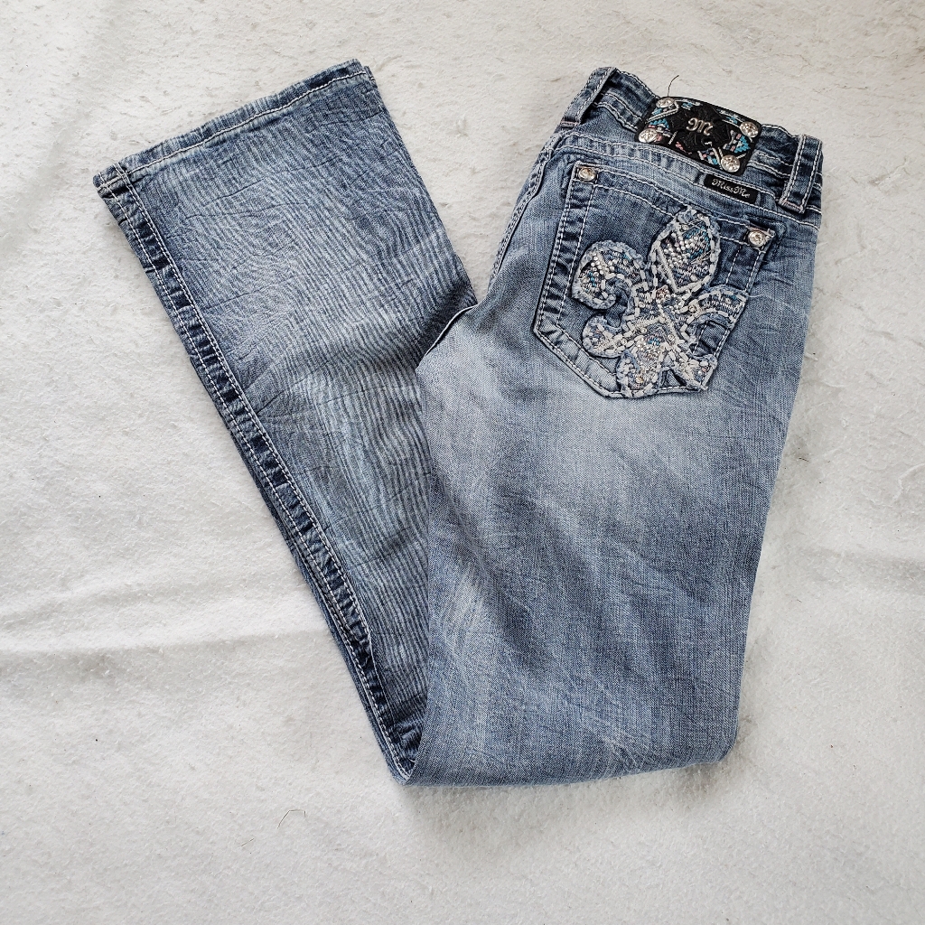 Miss Me Distressed Signature Boot Cut Jeans, Sz 29